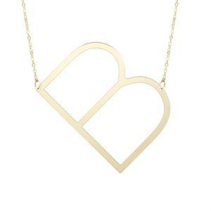 14K Gold Large Initial B Necklace, 18 Inch